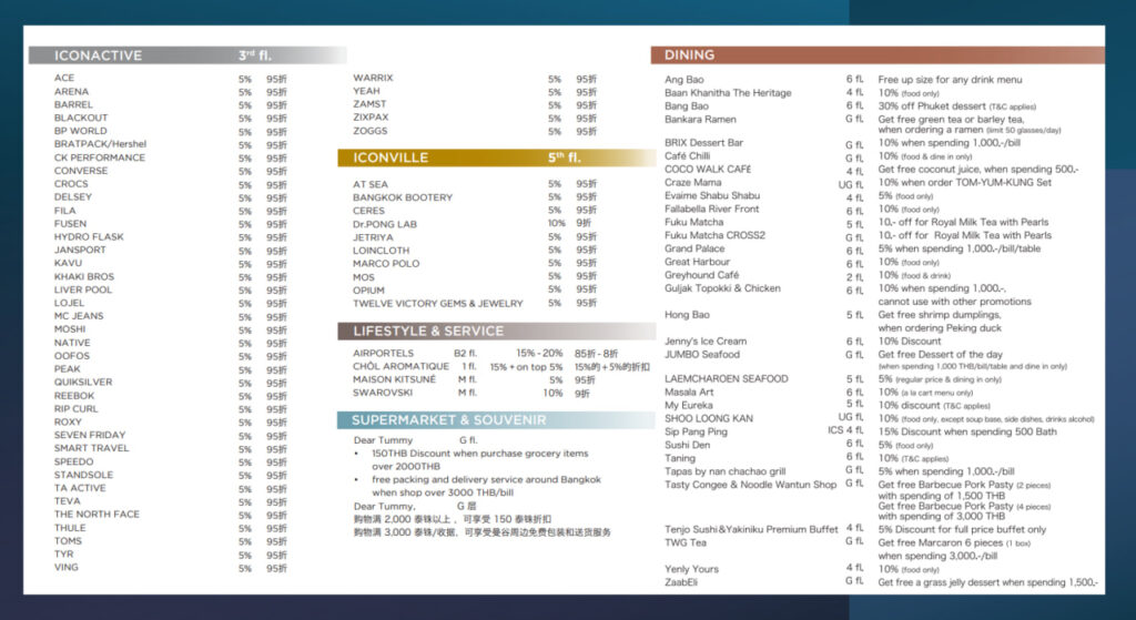 태국 방콕 아이콘시암 투어리스트 카드 할인 및 사은품 혜택 정리